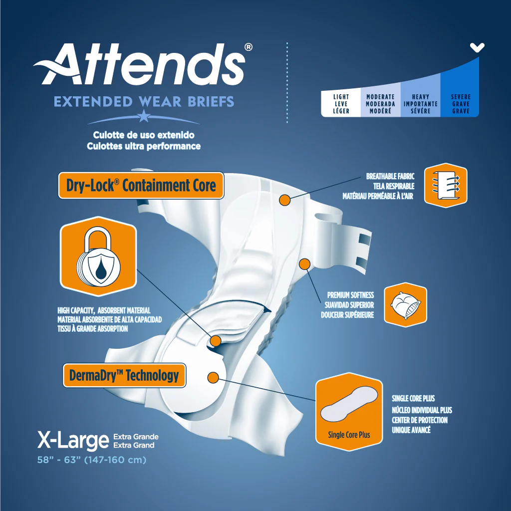 Attends Extended Wear Briefs, Severe Absorbency - Image 10