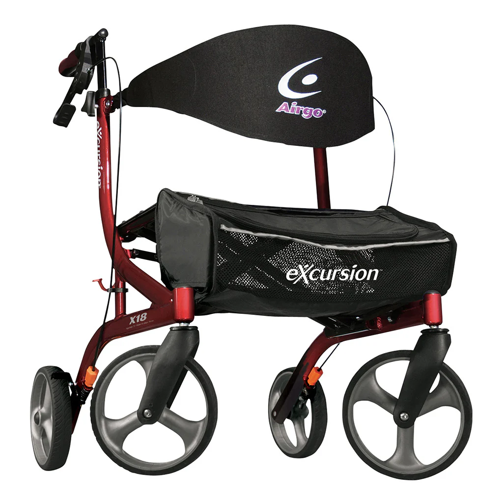 Drive Medical Airgo eXcursion X18 Lightweight Side-fold Rollator - Cranberry