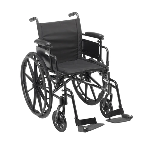 Drive Medical Cruiser X4 Lightweight Dual Axle Wheelchair with Adjustable Detachable Arms, Desk Arms, Swing Away Footrests, 20"