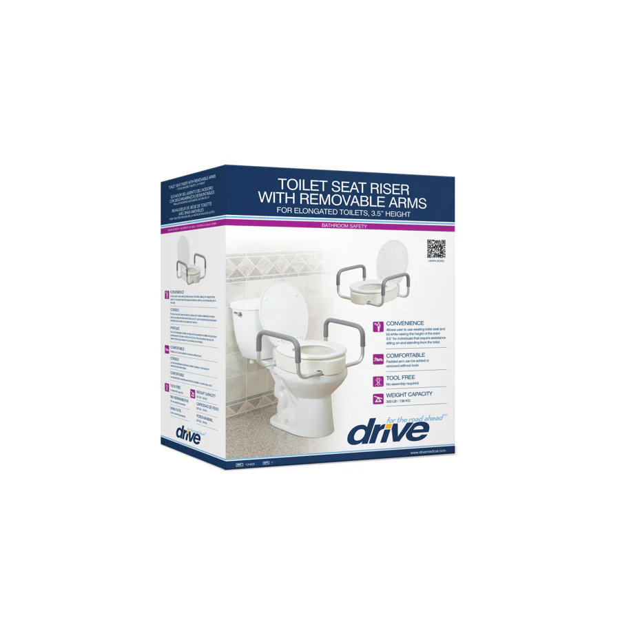 Drive Medical Premium Raised Toilet Seat With Removable Arms - Image 3