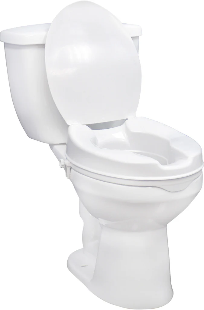 Drive Medical Raised Toilet Seat with Lock and Lid, Standard Seat, 4"