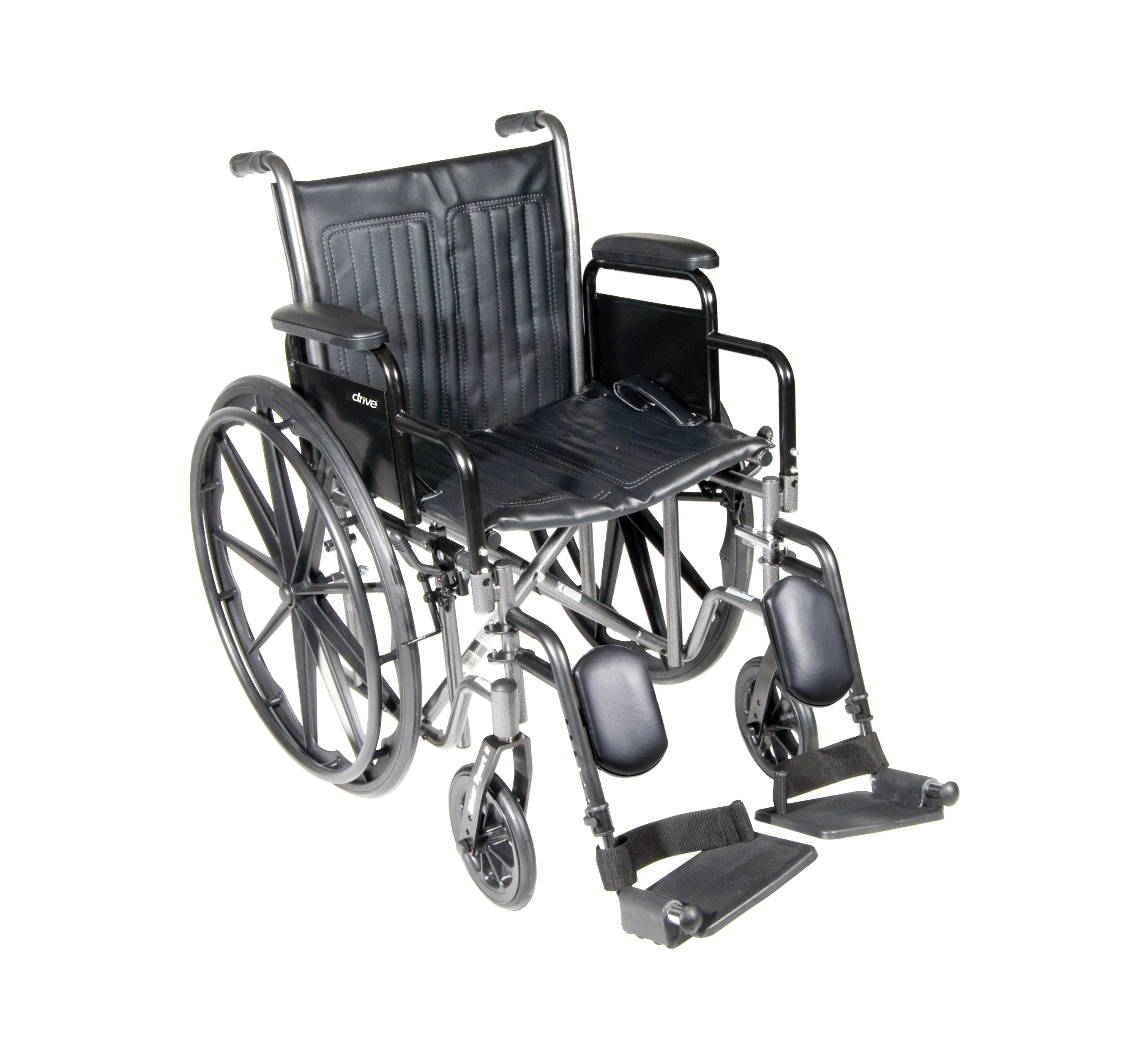 Drive Medical Silver Sport 2 Wheelchair, Detachable Full Arms, Elevating Leg Rests, 20" Seat