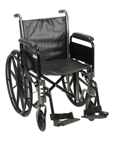 Drive Medical Silver Sport 2 Wheelchair, Detachable Full Arms, Swing away Footrests, 18" Seat