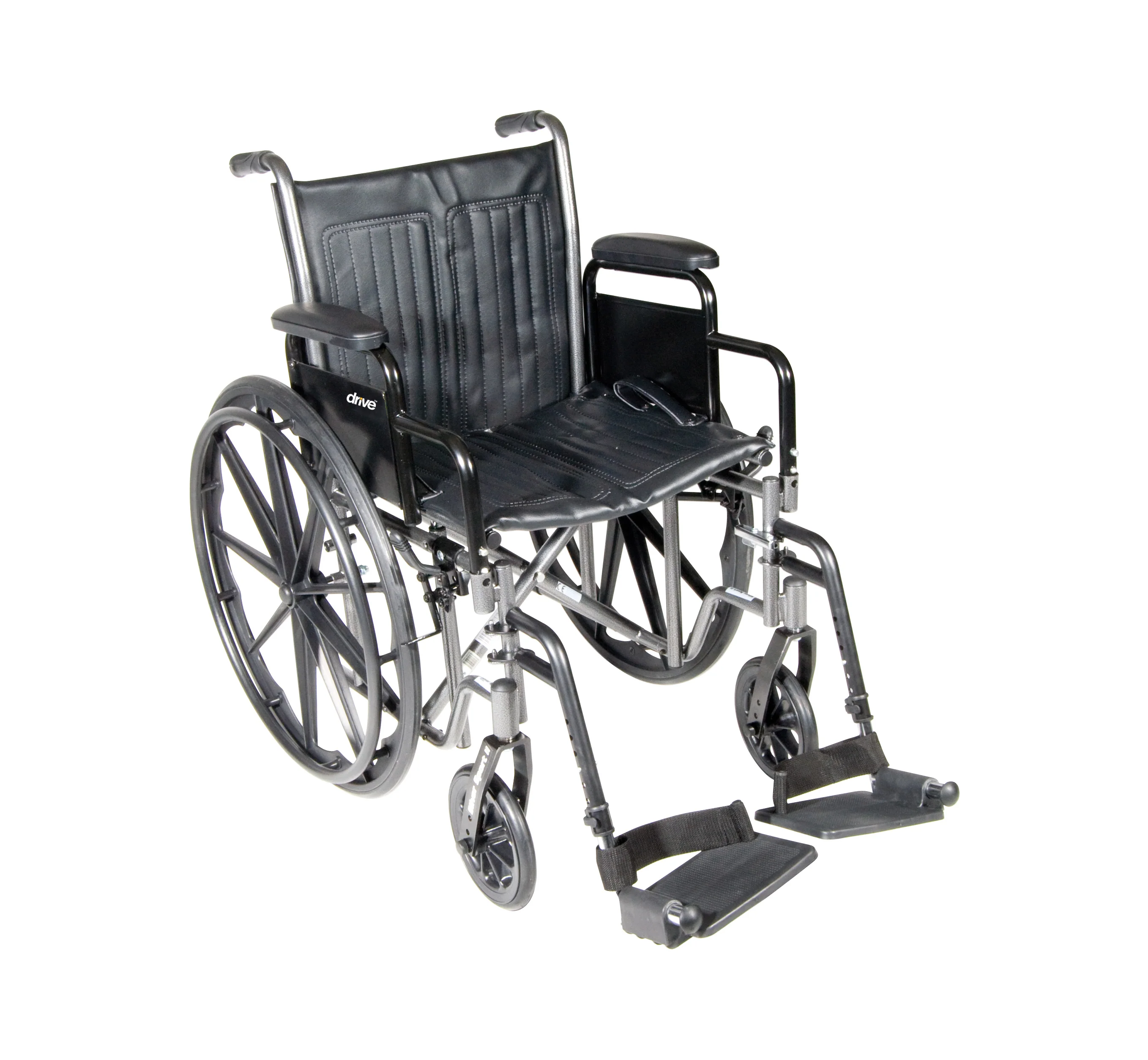 Drive Medical Silver Sport 2 Wheelchair, Detachable Full Arms, Swing away Footrests, 20" Seat