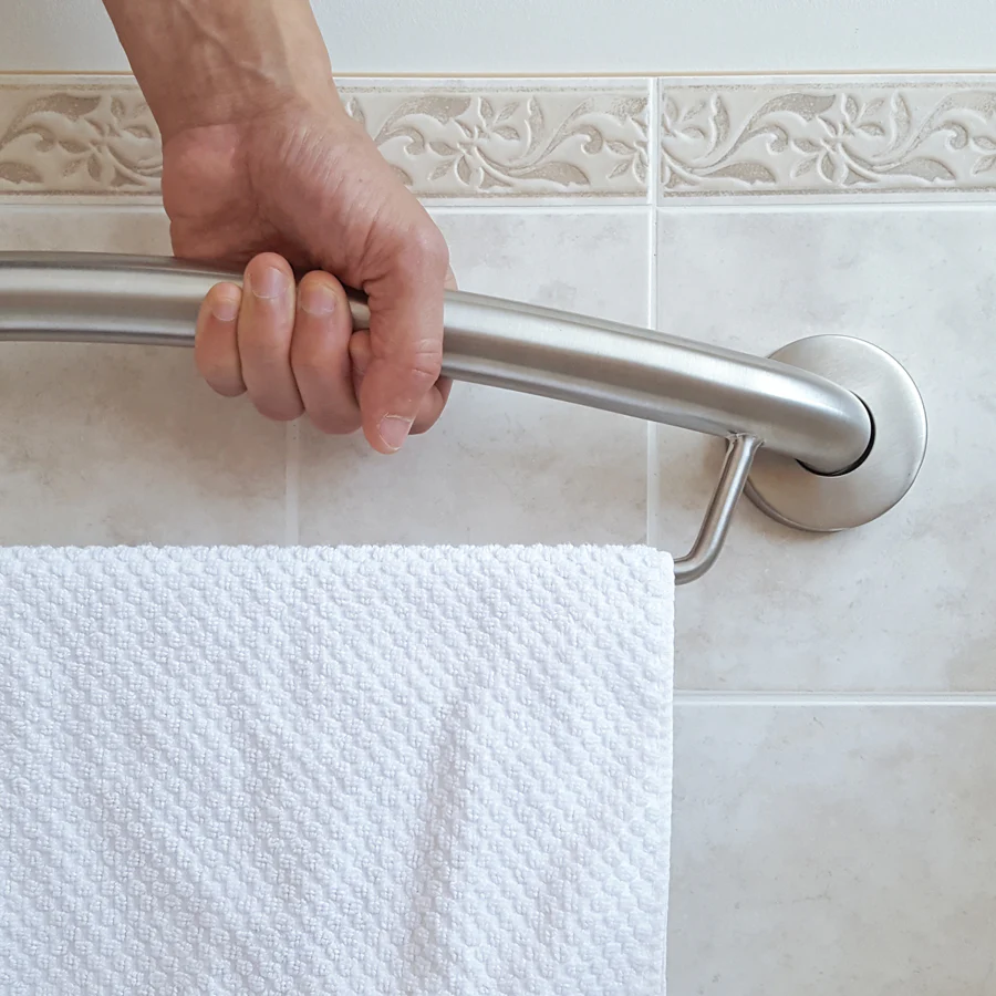 HealthCraft Products Plus Series Grab Bar - 24" Towel Bar - Brushed Stainless Steel - Image 3