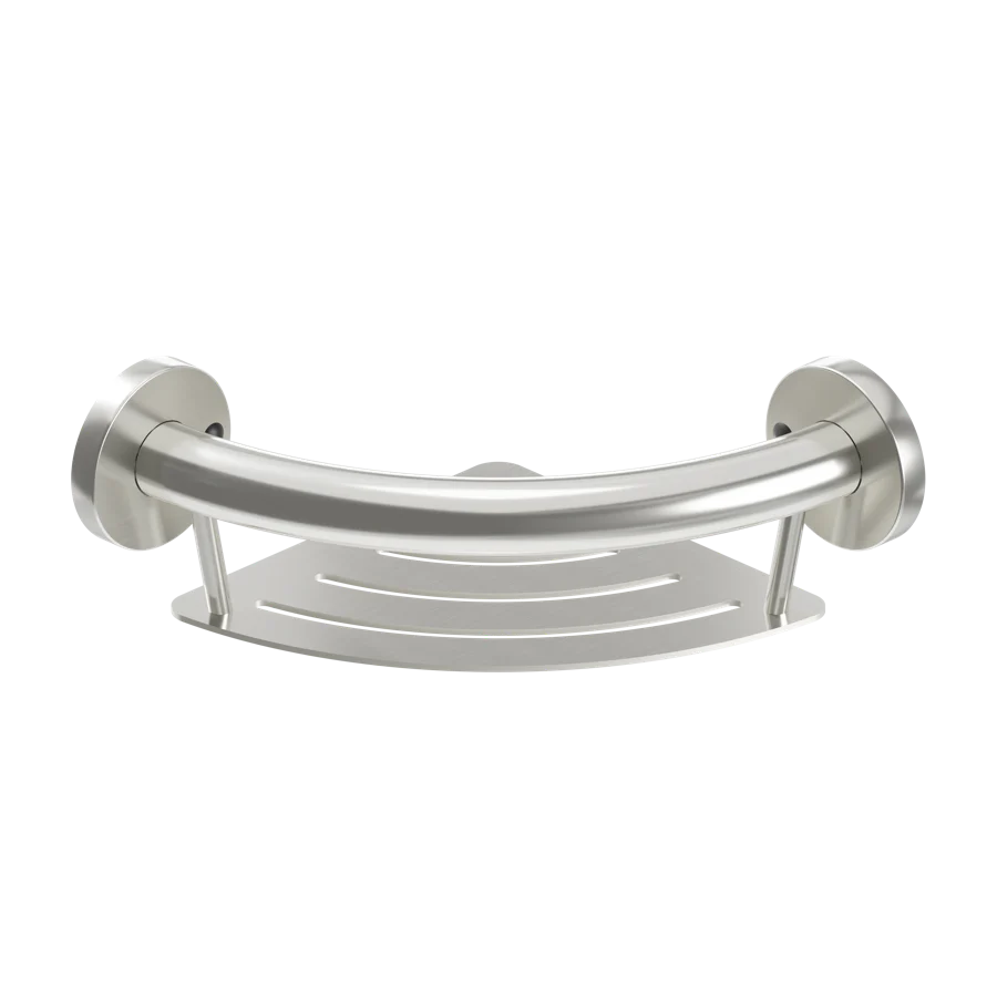 HealthCraft Products Plus Series Grab Bar - Corner Shelf - Brushed Stainless Steel