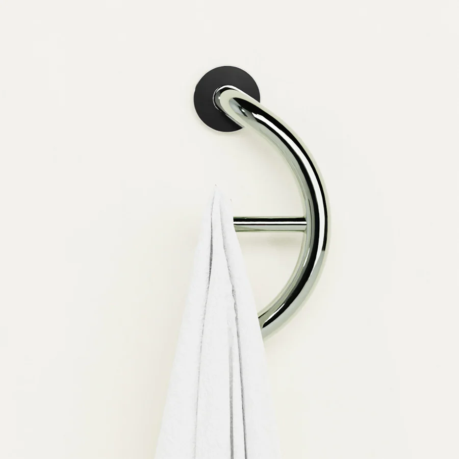 HealthCraft Products Plus Series Grab Bar - Towel and Robe Hook - Brushed Stainless Steel - Image 3