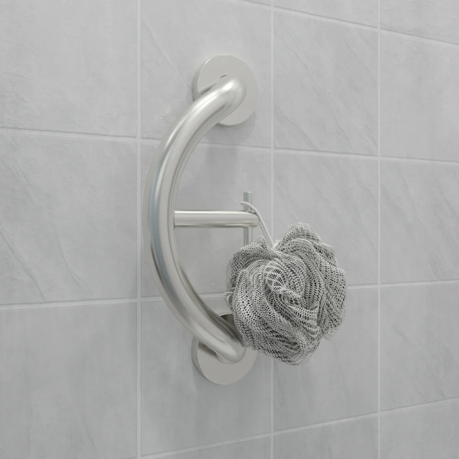 HealthCraft Products Plus Series Grab Bar - Towel and Robe Hook - Brushed Stainless Steel - Image 4