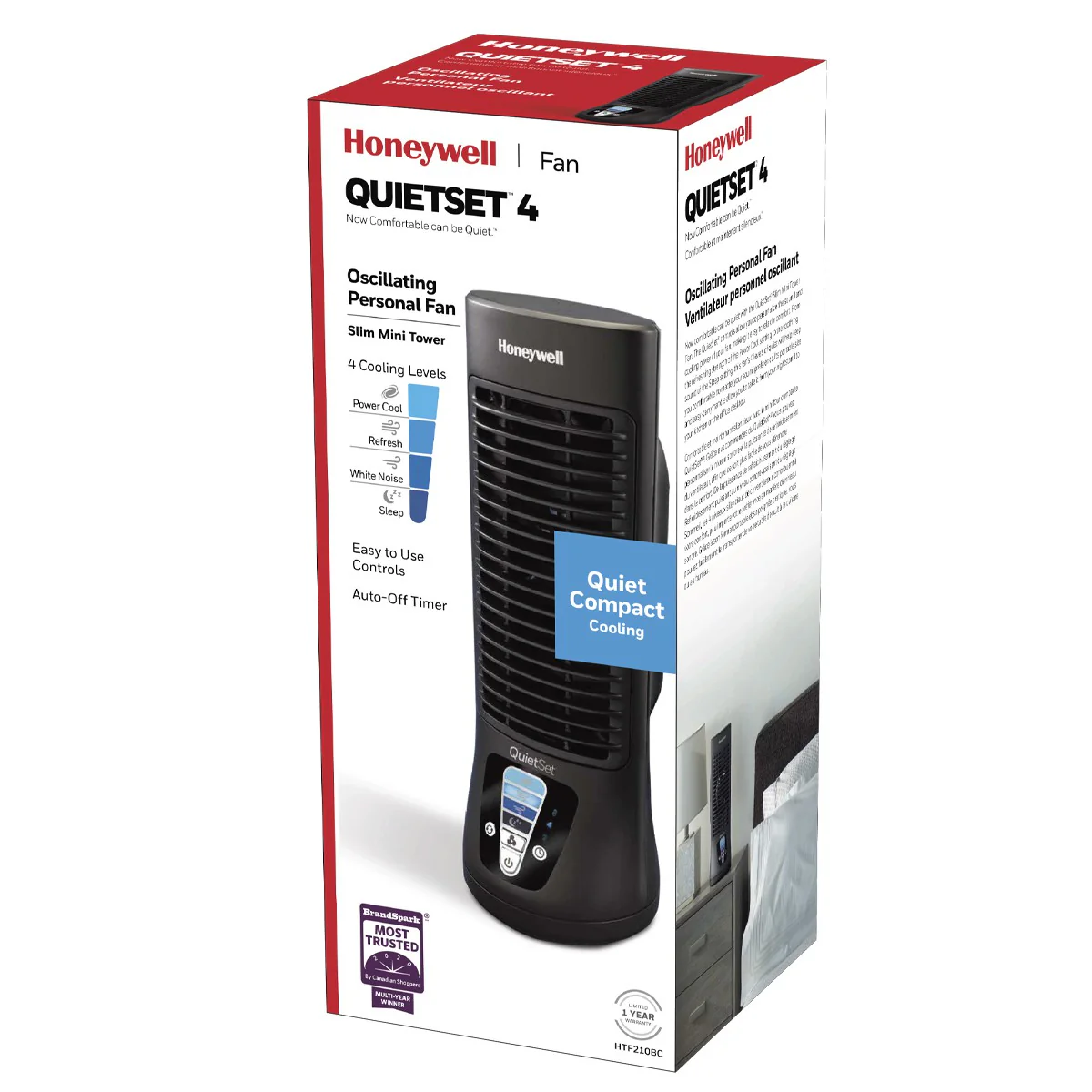 Honeywell QuietSet 4 Oscillating Personal Fan Slim Mini Tower - Image 10