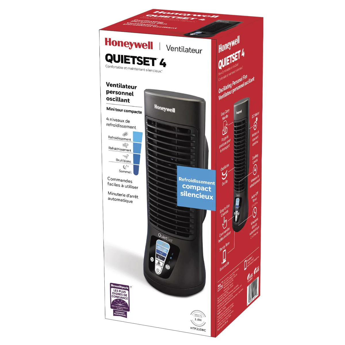 Honeywell QuietSet 4 Oscillating Personal Fan Slim Mini Tower - Image 11
