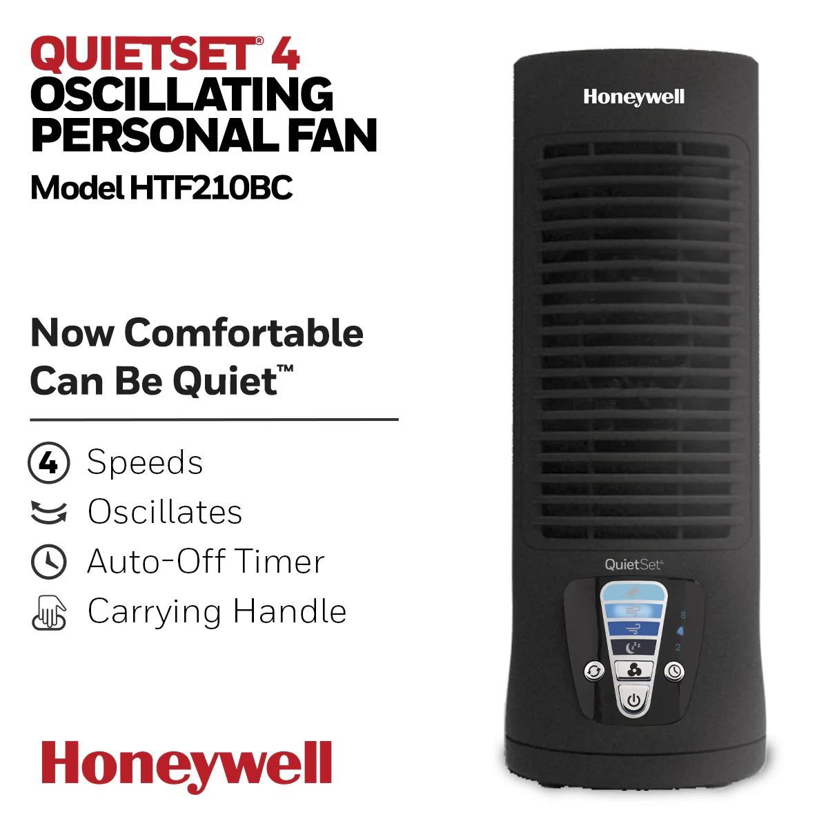 Honeywell QuietSet 4 Oscillating Personal Fan Slim Mini Tower - Image 3