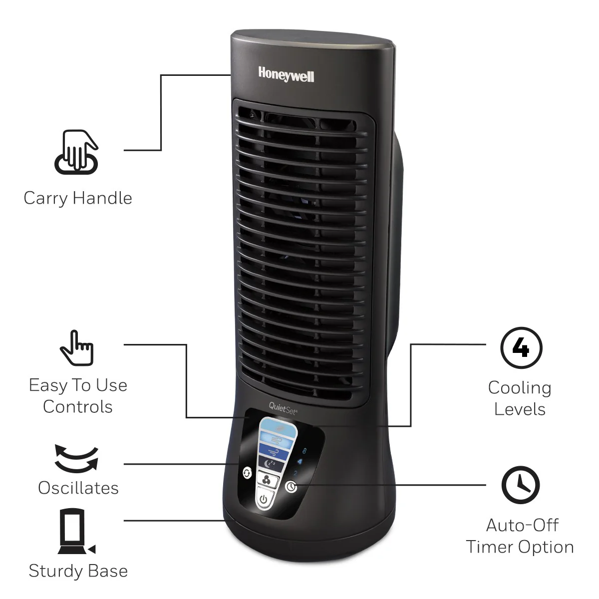 Honeywell QuietSet 4 Oscillating Personal Fan Slim Mini Tower - Image 5