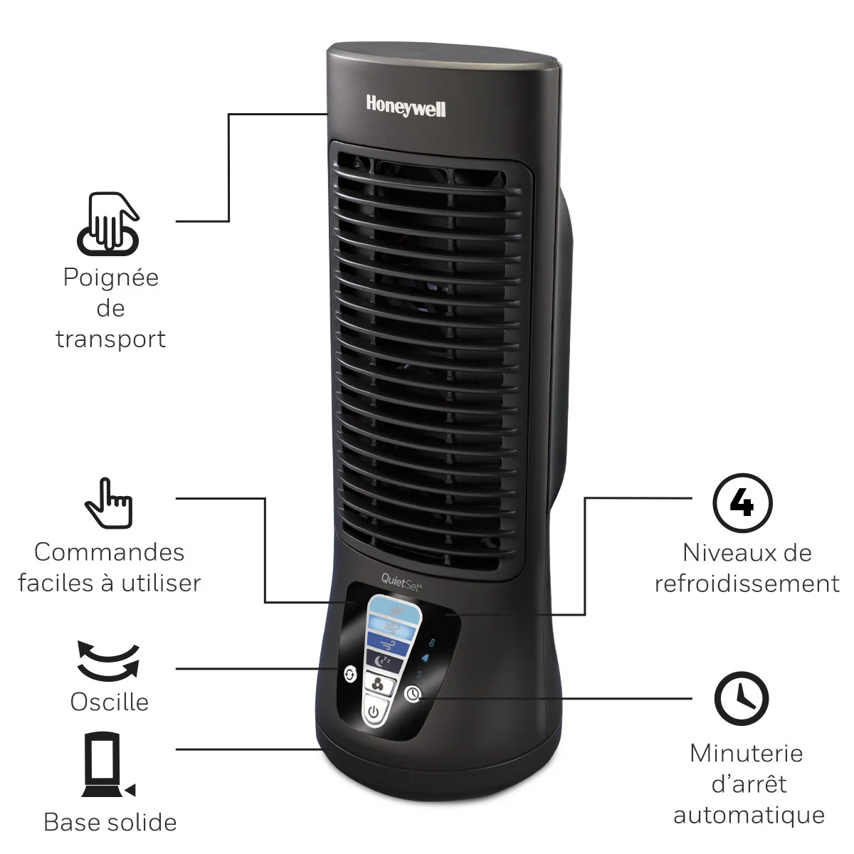 Honeywell QuietSet 4 Oscillating Personal Fan Slim Mini Tower - Image 6