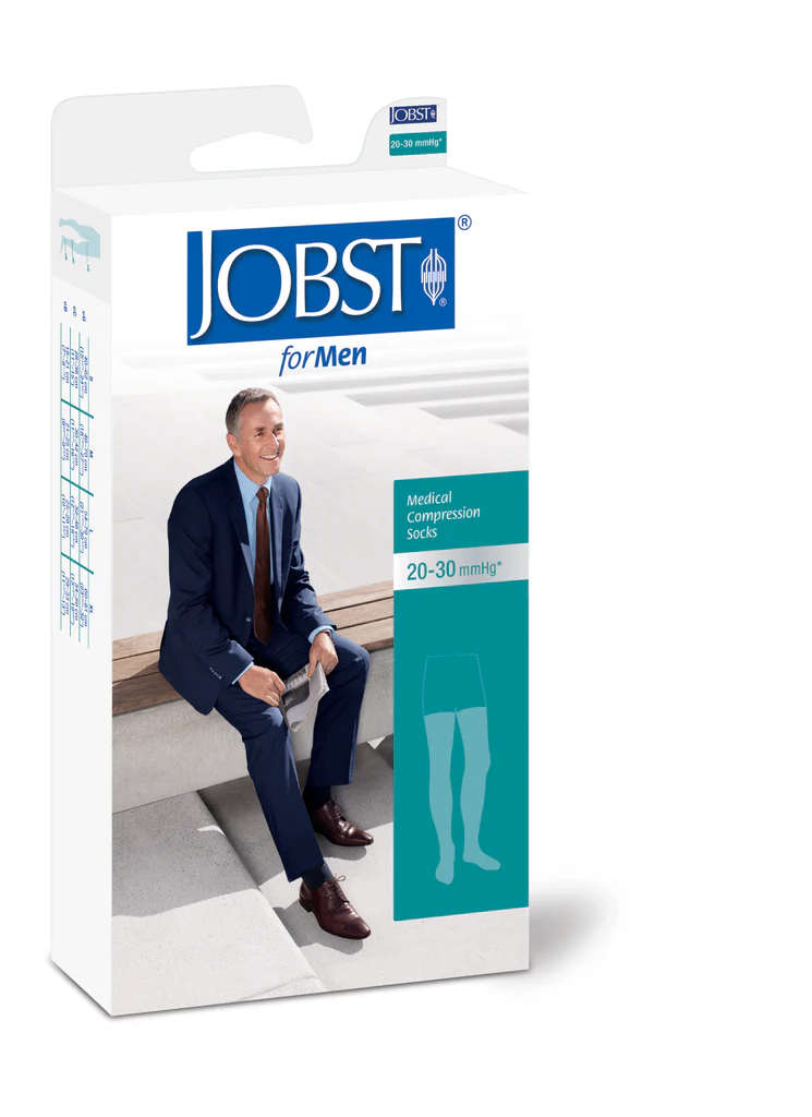JOBST forMen Thigh High Compression Stockings, Khaki, 20-30 mmHg - Image 3