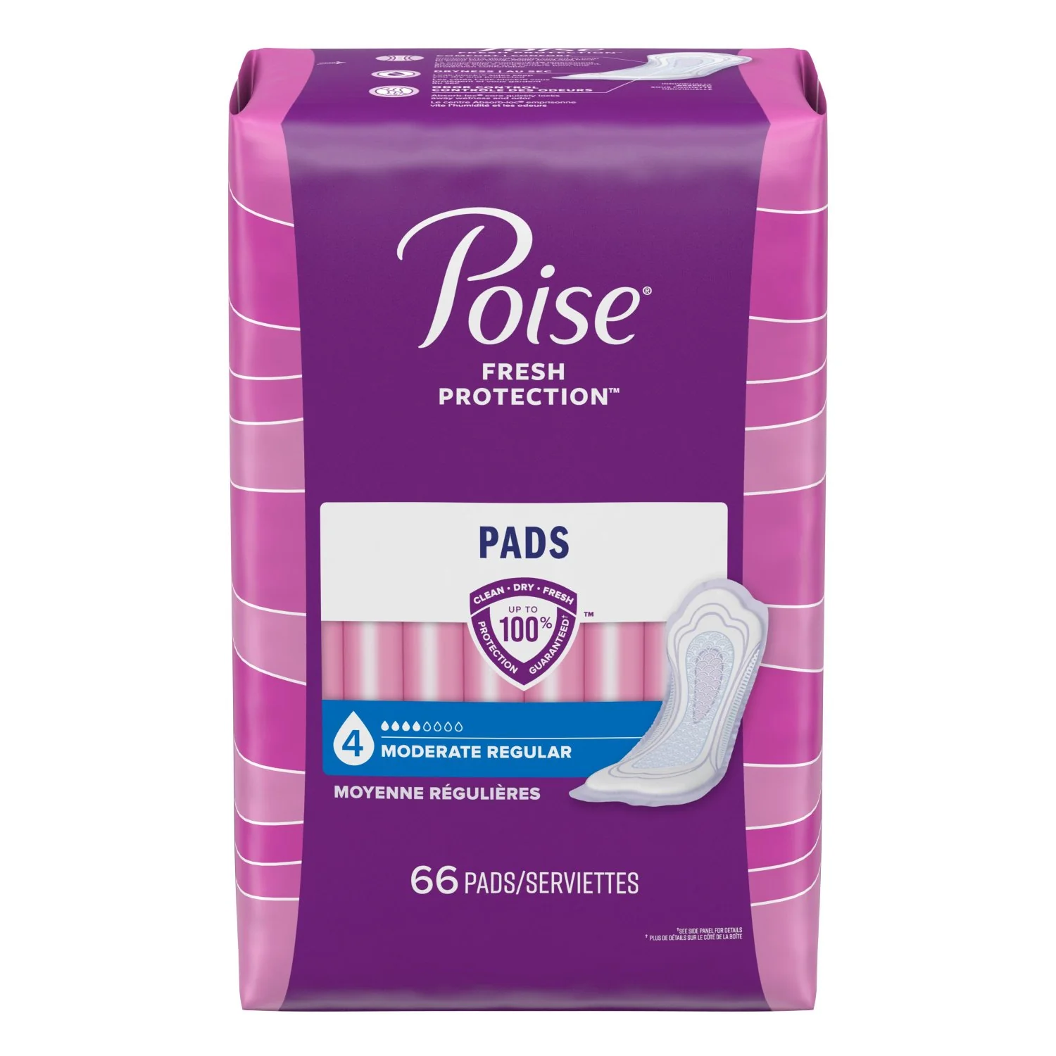 Poise Incontinence Pads, Moderate Absorbency, Regular, 66 Count - Image 2