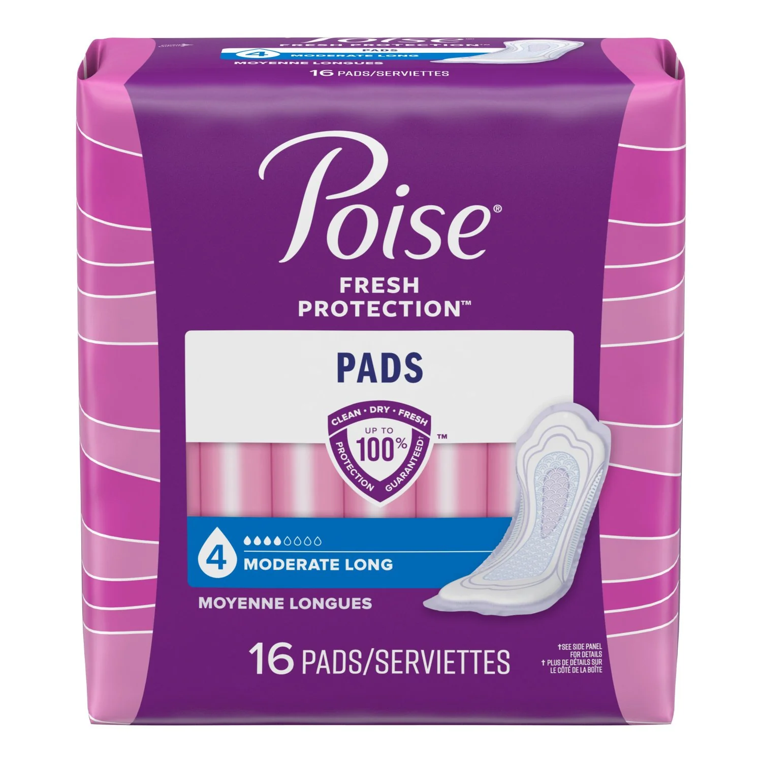 Poise  Incontinence Pads, Moderate Absorbency, Long, 16 Count - Image 2