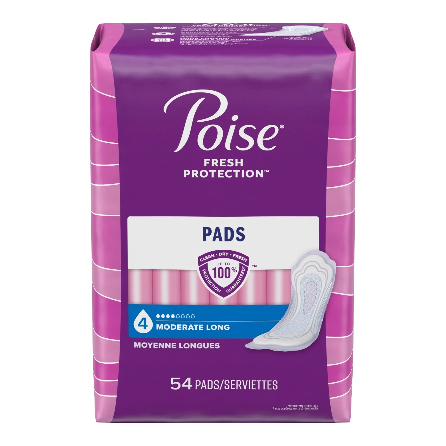 Poise Incontinence Pads, Moderate Absorbency, Long, 54 count - Image 2