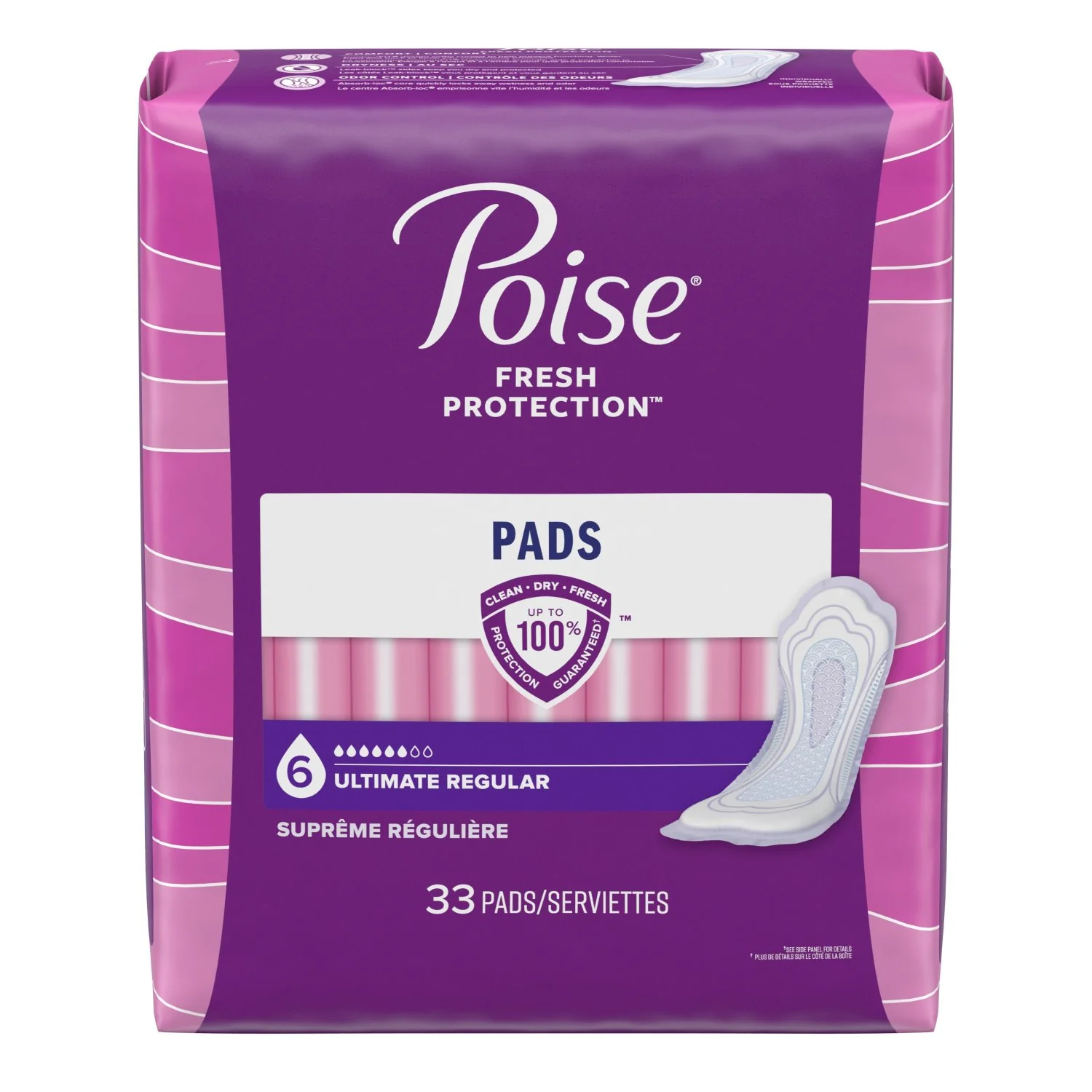 Poise Incontinence Pads, Ultimate Absorbency, Regular, 33 Count - Image 2