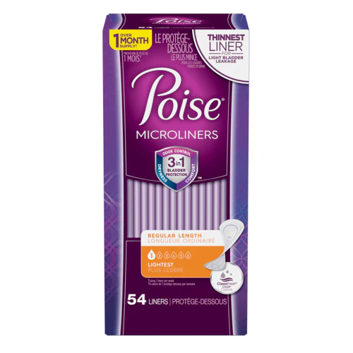 Poise Microliners, Incontinence Panty Liners, Lightest Absorbency, Regular, 54 count - Image 2
