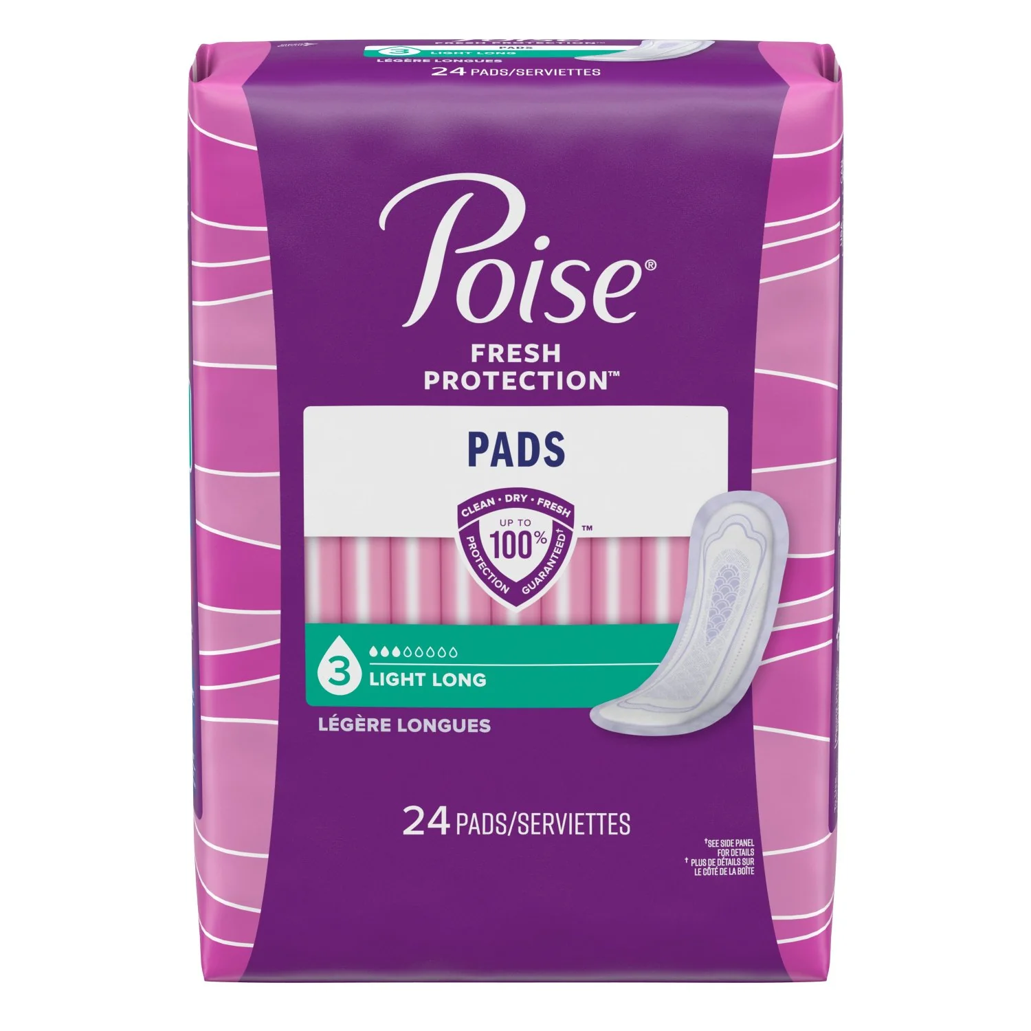 Poise Ultra Thin Incontinence Pads, Light Absorbency, Long, 24 Count - Image 2