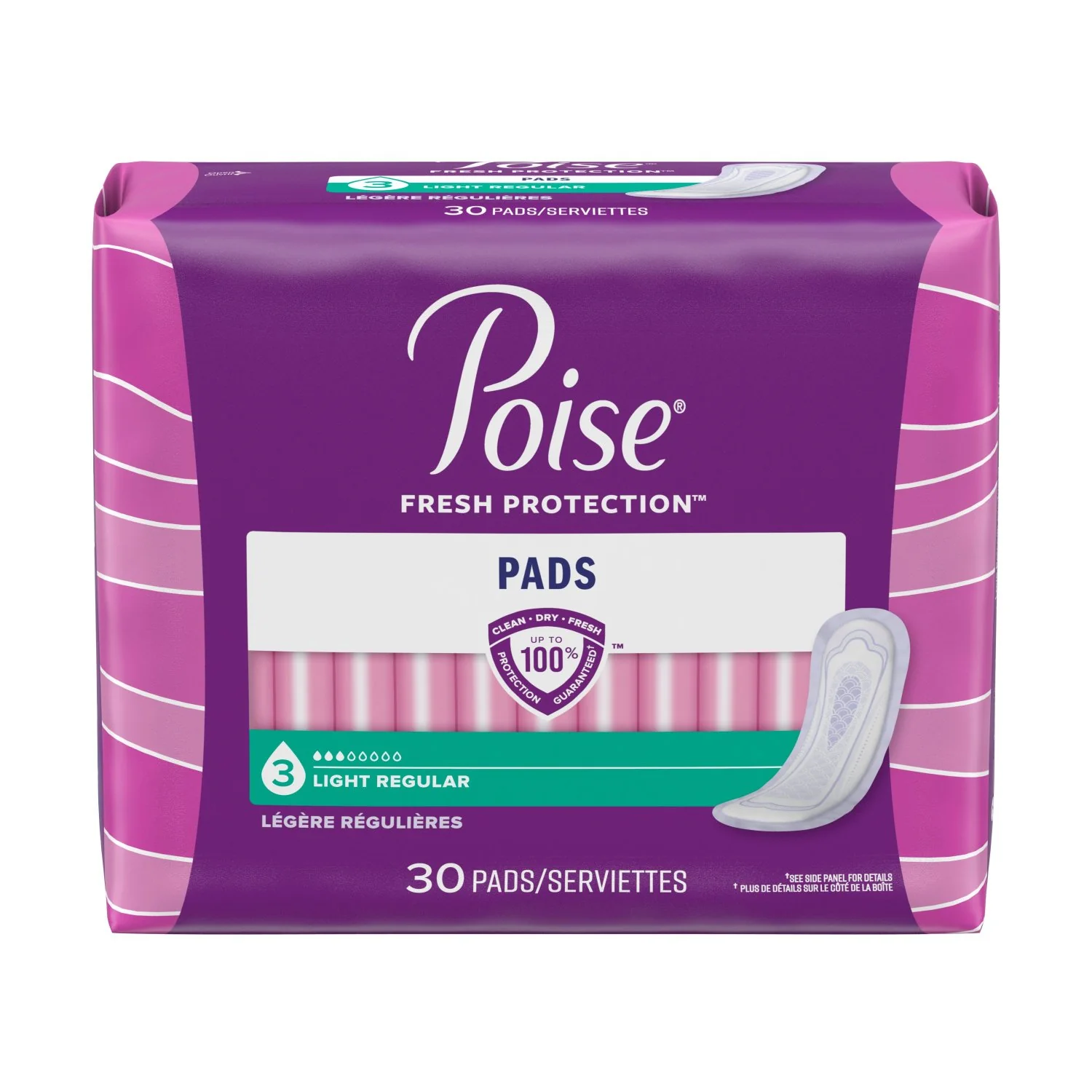 Poise Ultra Thin Incontinence Pads, Light Absorbency, Regular, 30 Count - Image 2