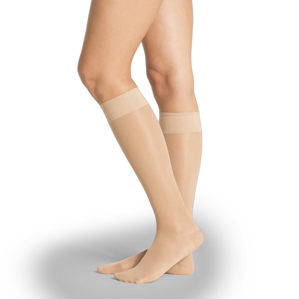 SIGVARIS Sheer Fashion Compression Hosiery for Women Series 120, Knee High/Closed Toe, Natural - Image 2