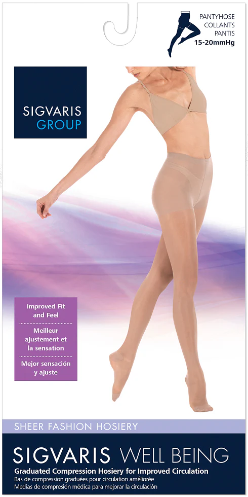SIGVARIS Sheer Fashion Compression Hosiery for Women Series 120, Panty Hose, Suntan - Image 6