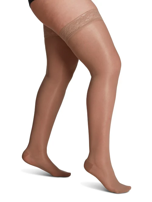 SIGVARIS Sheer Fashion Compression Hosiery for Women Series 120, Thigh High, Suntan - Image 9